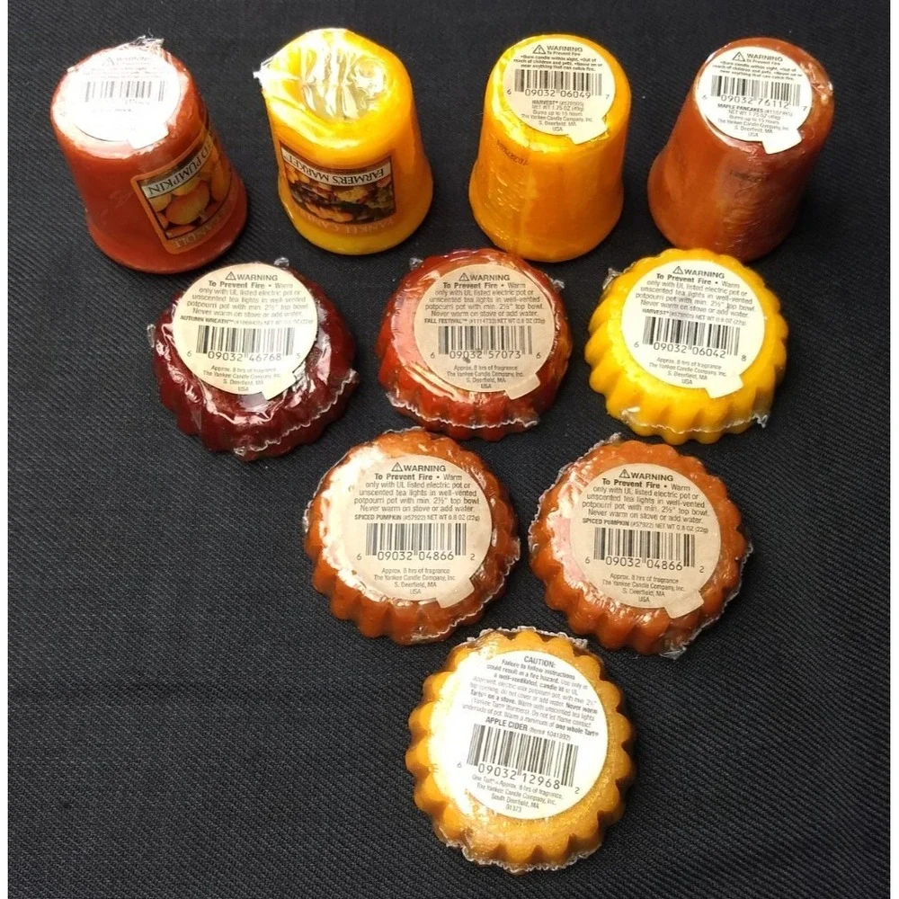 10 Yankee Candle Tarts Wax Melts & Votives Autumn Fall Maple Farmers Retired NOS